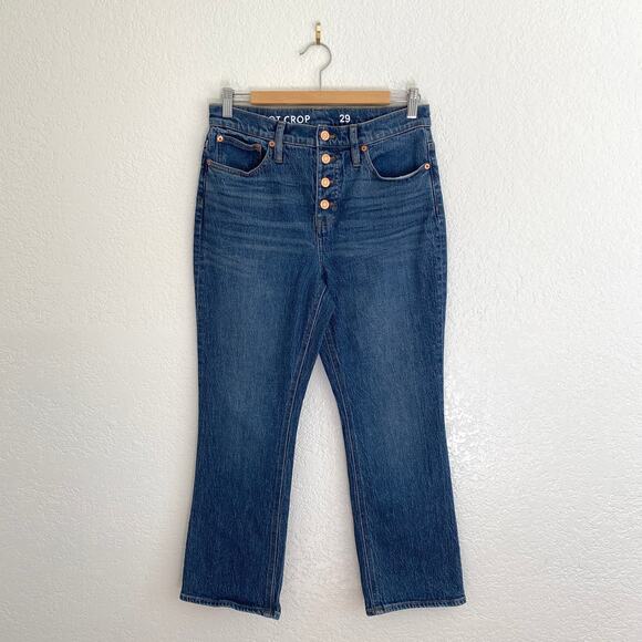 J.Crew 10" Billie Demi Boot Crop Jeans Button Fly Blue Denim Womens Size 29 - Picture 2 of 9